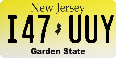 NJ license plate I47UUY