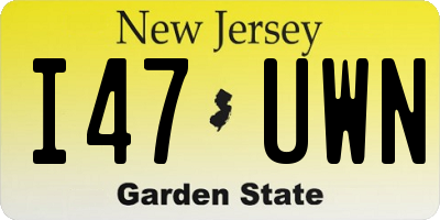 NJ license plate I47UWN