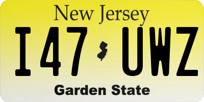 NJ license plate I47UWZ
