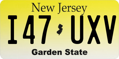 NJ license plate I47UXV