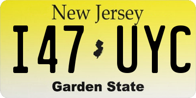 NJ license plate I47UYC