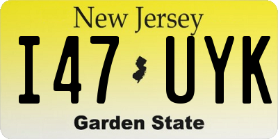 NJ license plate I47UYK