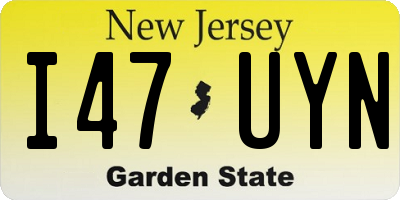 NJ license plate I47UYN