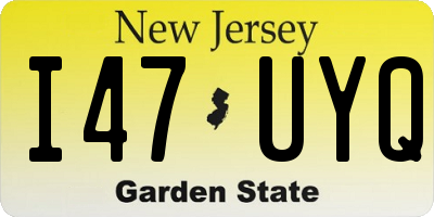 NJ license plate I47UYQ