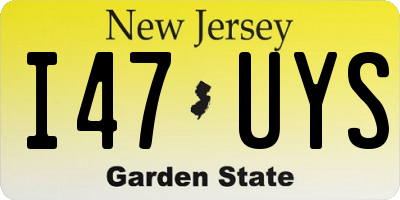 NJ license plate I47UYS