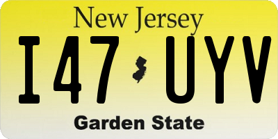 NJ license plate I47UYV