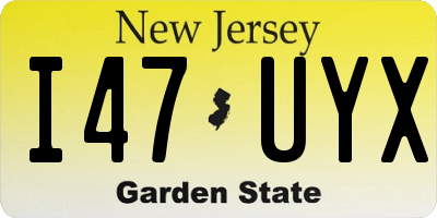 NJ license plate I47UYX