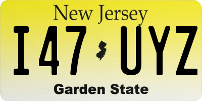 NJ license plate I47UYZ