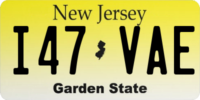 NJ license plate I47VAE