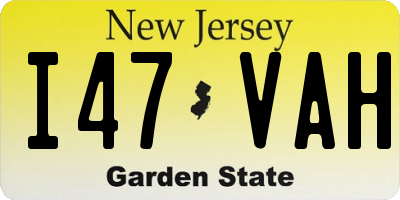 NJ license plate I47VAH