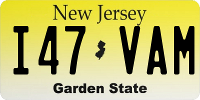 NJ license plate I47VAM