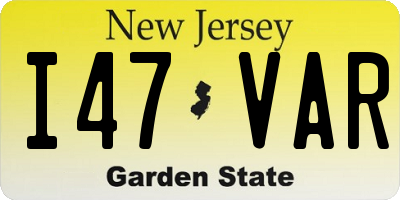 NJ license plate I47VAR