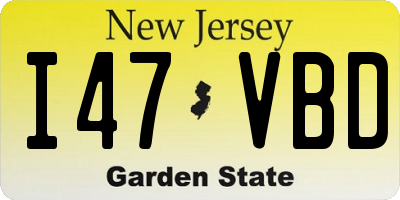 NJ license plate I47VBD