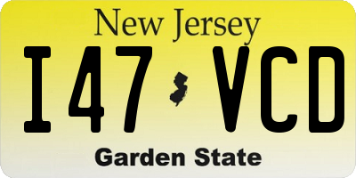 NJ license plate I47VCD