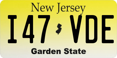 NJ license plate I47VDE
