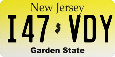 NJ license plate I47VDY
