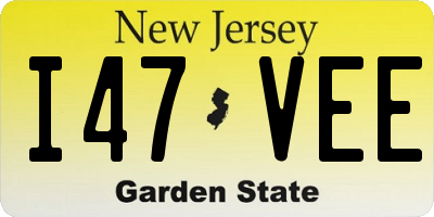 NJ license plate I47VEE