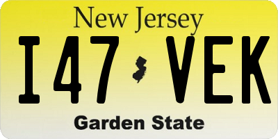 NJ license plate I47VEK