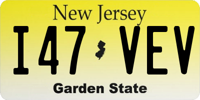 NJ license plate I47VEV