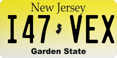 NJ license plate I47VEX