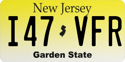 NJ license plate I47VFR