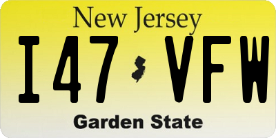 NJ license plate I47VFW