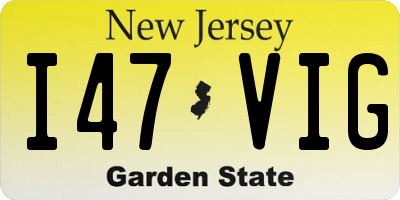 NJ license plate I47VIG