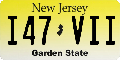 NJ license plate I47VII