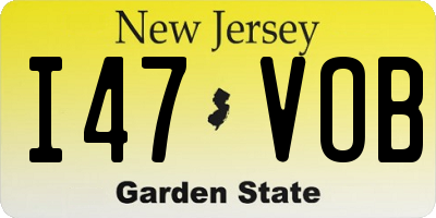 NJ license plate I47VOB