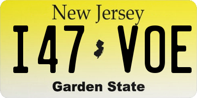 NJ license plate I47VOE