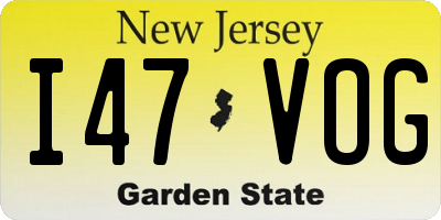 NJ license plate I47VOG