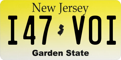 NJ license plate I47VOI