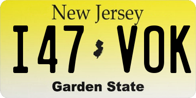 NJ license plate I47VOK