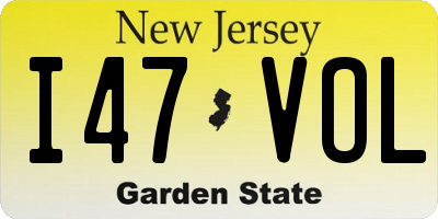 NJ license plate I47VOL