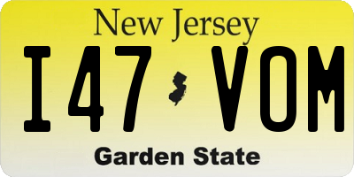 NJ license plate I47VOM