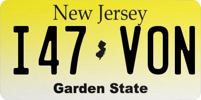 NJ license plate I47VON