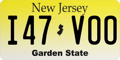 NJ license plate I47VOO