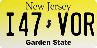 NJ license plate I47VOR