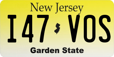 NJ license plate I47VOS