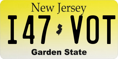 NJ license plate I47VOT