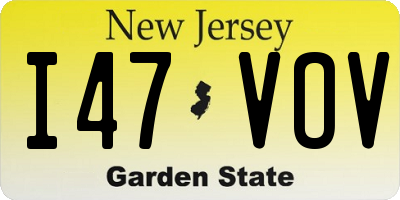 NJ license plate I47VOV