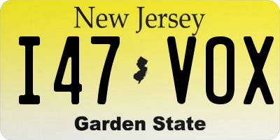 NJ license plate I47VOX