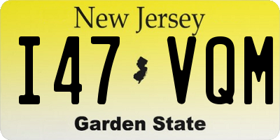 NJ license plate I47VQM