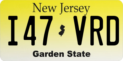 NJ license plate I47VRD