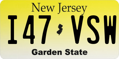 NJ license plate I47VSW