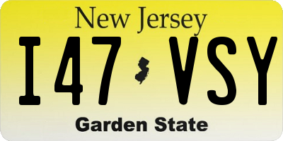 NJ license plate I47VSY