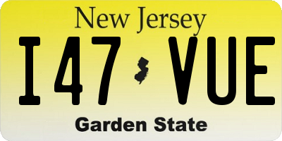 NJ license plate I47VUE