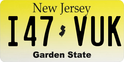 NJ license plate I47VUK