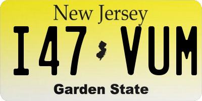 NJ license plate I47VUM