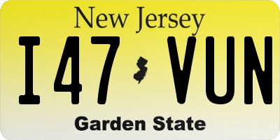 NJ license plate I47VUN